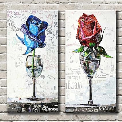 Simple Plus Pen Touch Oil Painting Rose Goblet No Frame 2 Pieces Of Decorative Painting Combination 30x60 Amazon Co Uk Kitchen Home Simple Plus Pen Touch Oil Painting Rose Goblet No Frame 2 Pieces Of Decorative Painting Combination 30x60 Amazon Co Uk Kitchen Home