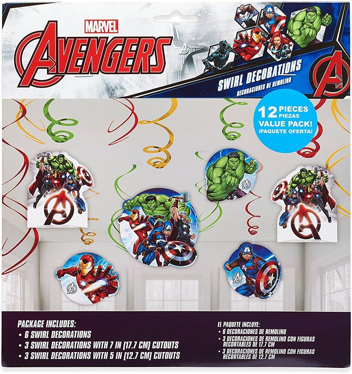 Marvels Avengers Dangling Swirl Decorations Birthday Party Supplies Favor Pack