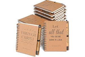 INSADA 30 Sets Bulk Christian Spiral Notebooks with Bamboo Pen Prayer Journal, Small Notepad (5.43”x4.33”) - Easter Gifts for Church Members, Bible Study Groups & Church Families