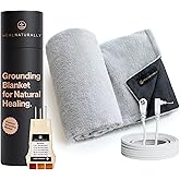 Grounding Blanket for Bed - 5'x4' Soft Cozy Earth-Connected Fleece Throw Blanket with Silver Fiber for Relaxation