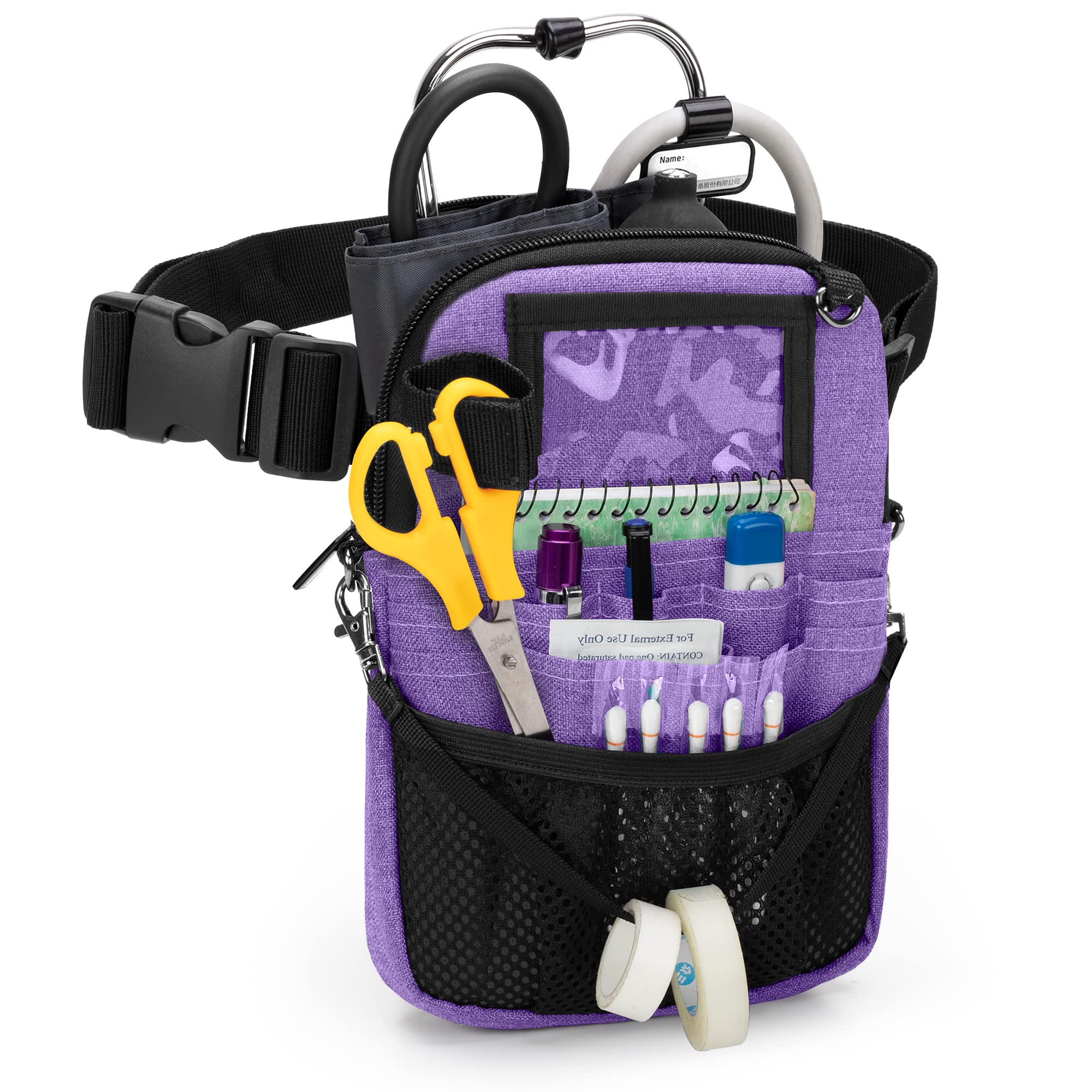 Trunab Vet Nurse Pouch with Multiple Pockets, Nurse Waist Bag Fanny Pack with Adjustable Waist Strap for Stethoscope, Scissors and Other Medical Supplies, Bag Only, Purple - Patented Design