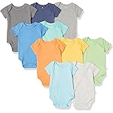HonestBaby unisex-baby 10-pack Gift Box Short Sleeve Bodysuits 100% Organic Cotton for Infant Baby Boys, Girls