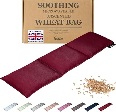 Qomfor Microwavable Wheat Bag Burgundy 3-Chamber Heating Pad 46x12 cm