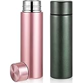 Irenare 5oz Mini Water Bottle Mini Insulated Stainless Steel Bottle Purse Water Bottle Cute Leak Proof Flask Keeps Drink Cold and Hot for Purse Women(Pink, Green,2 Pieces)