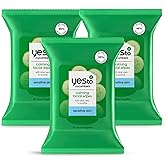 Yes To Face Wipes for Women and Men, Sensitive Facial Cleansing Wipes for use as a MakeUp Remover, Cleaning, Soothing, Cucumbers (Pack of 3)