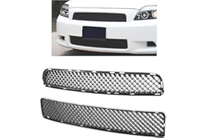 Kojem Front Upper & Lower Grill Compatible with 2005-2010 Scion tC ABS Plastic Bumper Hood Mesh Grille Black