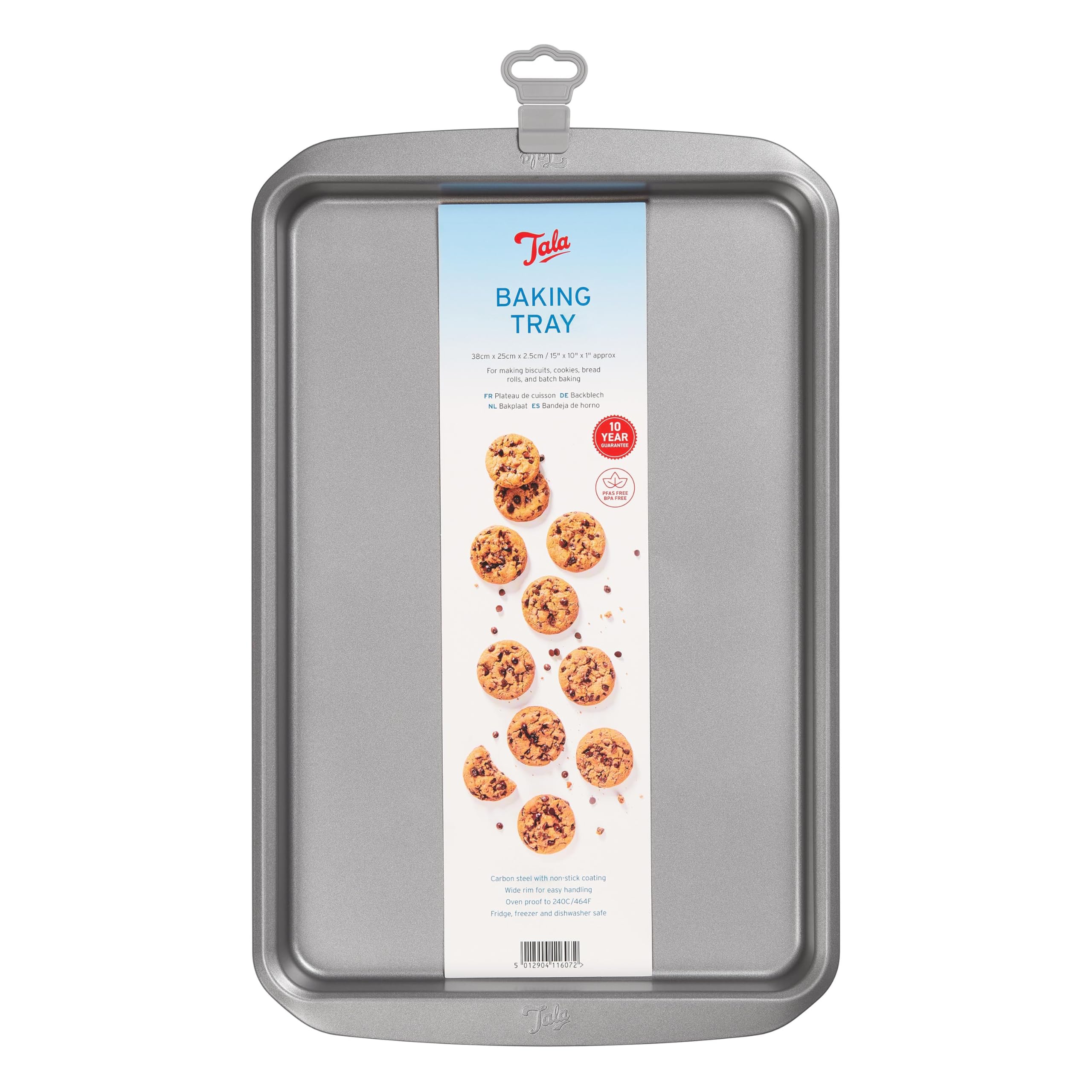 Tala Rectangular Non-Stick Baking Tray - Ideal for Baking and Cooking - Carbon Steel, Wide Flat Handles, Fridge and Freezer Safe - 43.9 x 28.1 x 2.56 cm