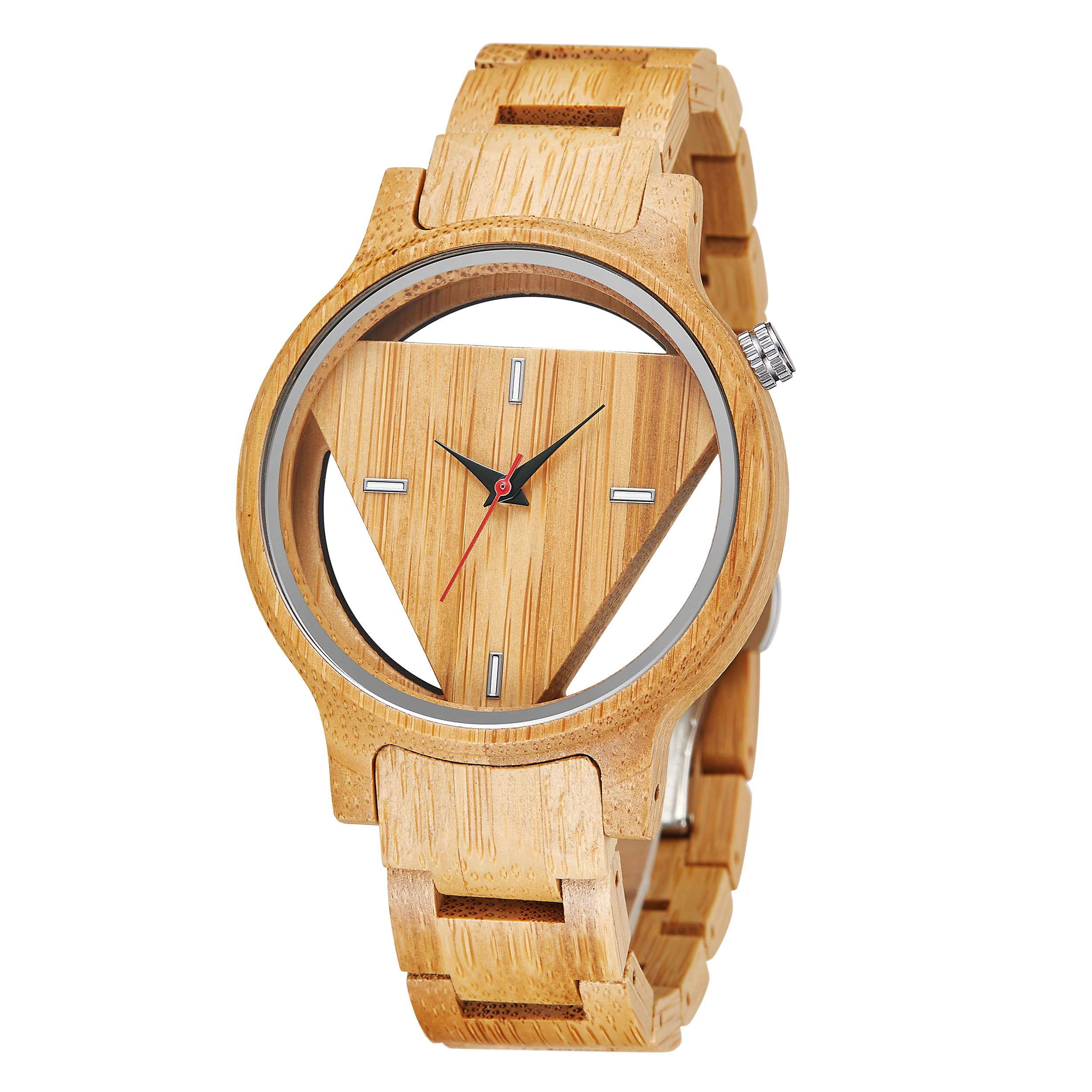 Tiong Brand Wooden Watches Mens with Handmade Colorful Bamboo Wood Watch Analog Date Quartz Wooden Watch for Men, wood color-1, wooden watch for men