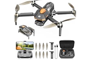 PLEGBLE Drone with Camera for Adults, Brushless Motor FPV Foldable RC Drones for Kids with 2 Batteries HD 1080P, Altitude Hold, Headless Mode, One Key Start, 360° Flips, Beyond-Range Loss Alert, Toys Gifts for Men Boys