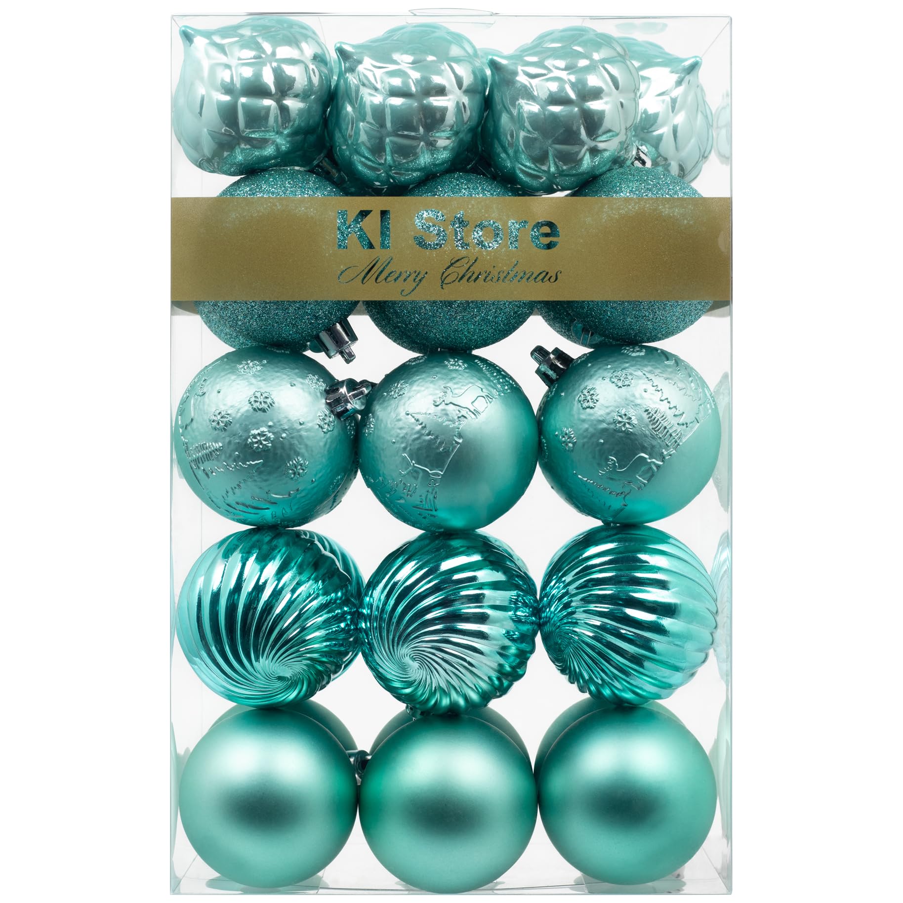 KI Store Teal Christmas Baubles 30pcs Shatterproof Christmas Tree Decorations 60mm
