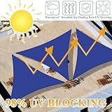 Teynewer Triangle Shade Sail 3x3x3m Waterproof UV Block 98% Blue view 2