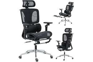 HOMCOM Ergonomic Office Chair, Mesh Computer Desk Chair with High Back, Reclining Backrest, Lumbar Support, 5D Armrests, Adju