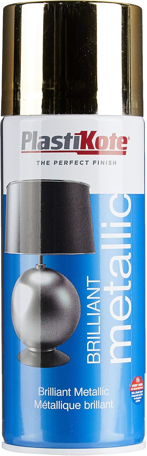 Plasti-Kote 440.0000160.076 160 400 ml Brilliant Spray Paint - Metallic Gold, 66.67 ml (Pack of 6)