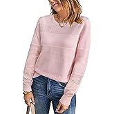 Arach&Cloz Womens Fall Sweaters 2024 Crochet Crew Neck Long Sleeve Knit Tops Pullover Fashion Clothes Outfits