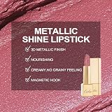 Oulac Glow Metallic Shine Pink Lipstick Mauve Babe 4.3 g Rose High Impact view 5