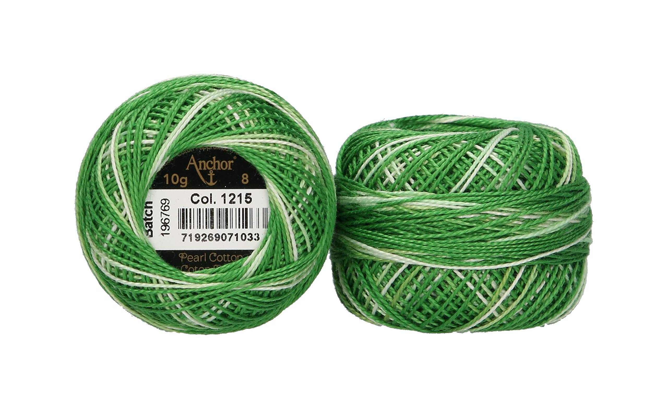 Anchor Pearl Yarn, Thickness: 8, Packaging: 10G, Running Length: 82M grasgrün Ombre Embroidery Threads