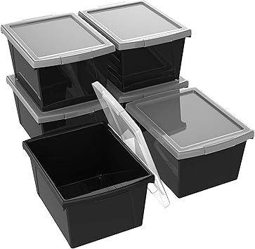 Amazon Com Storex Small Storage Bins With Lids 13 625 X 11 25 X