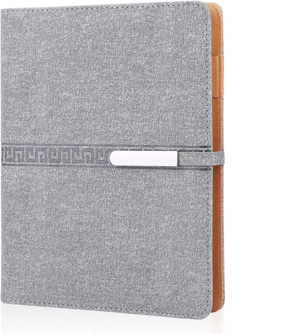 FOBOZONE A5 Lined Notebook, 6 Ring Refillable Hardback Notebook with Pen Holder, 100 Sheets, Writing Pads, Diary, Office Supplies