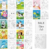 Ctosree 12 Pcs Pre Drawn Canvas for Kids Painting Stretched 5x7'', Animals | Pre Printed Art Painting Canvas with Pictures, for Christmas Valentines Classroom DIY Crafts Paint Birthday Party Favor Gifts