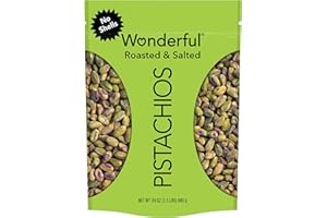 Wonderful Pistachios No Shells, Roasted & Salted Nuts, 24 Ounce Resealable Bag, Protein Snacks, Gluten Free, Healthy Snack