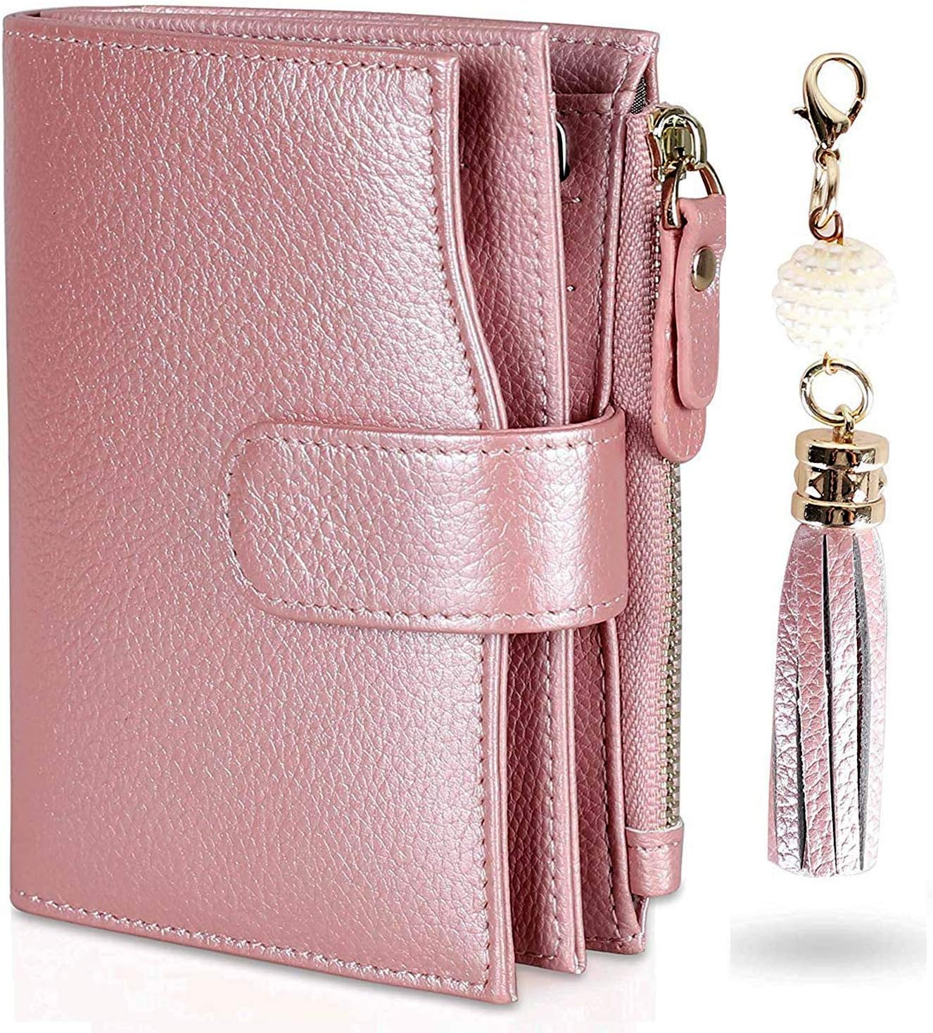 Women RFID Wallet, RFID Blocking, Tassels Wallet,Leather Small Compact Bifold Purse, Mini Wallet Card Holder with 16 Card Slot