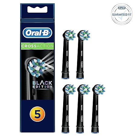 Oral-B CrossAction Black Edition Aufsteckbürsten, Borsten im 16-Grad Winkel für eine überlegene Reinigung, 5 Stück, schwarz