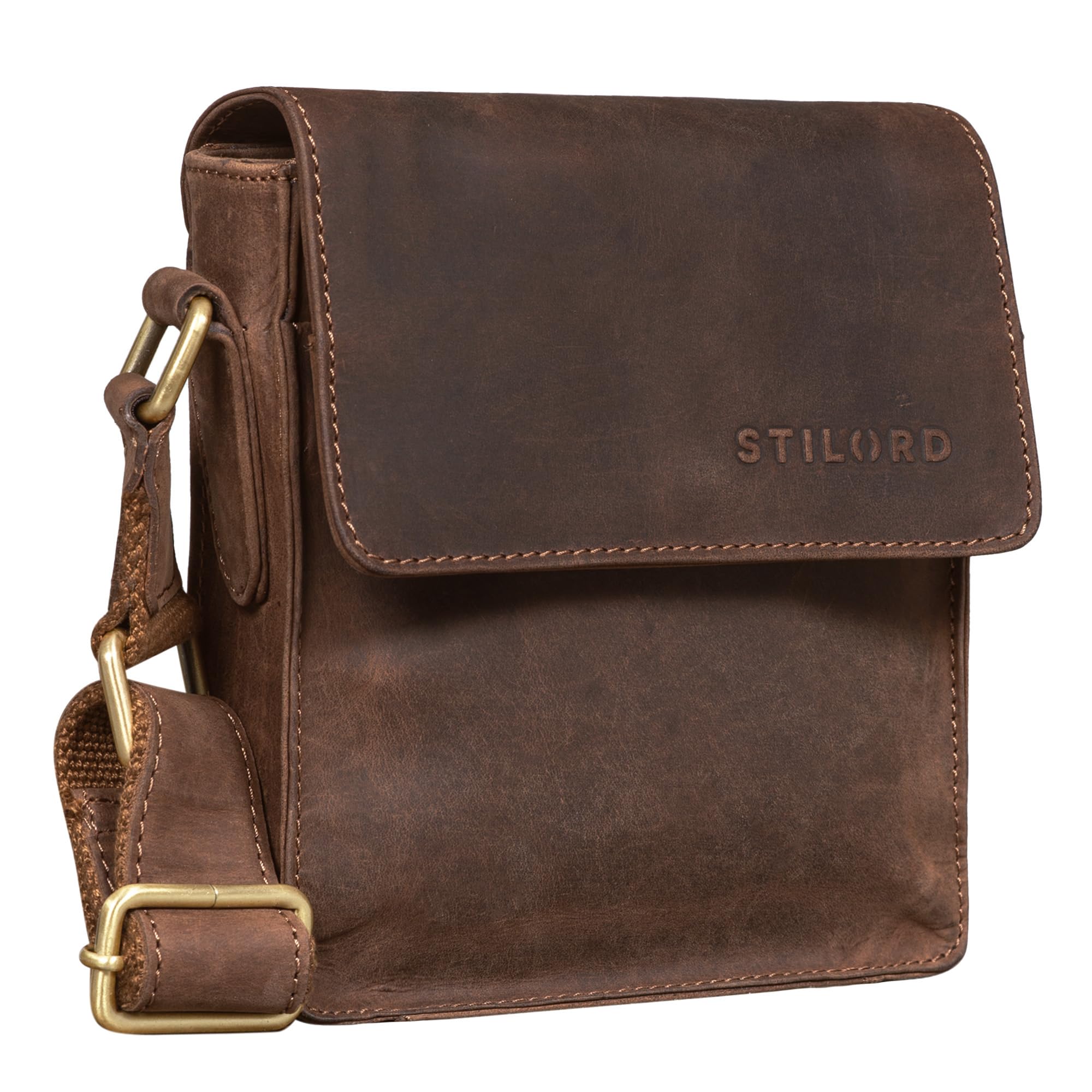 STILORD "Nate Messenger Bag Leather Small For Men Vintage Cross Body Suitable for 7 Inch Tablets Satchel Genuine Leather Colour:veleta - brown