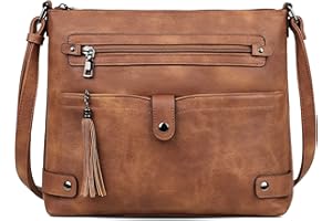 FADEON Large Crossbody Purses for Women Crossbody Bag, Designer Leather Cross Body Purses Multi Pocket Shoulder Bag