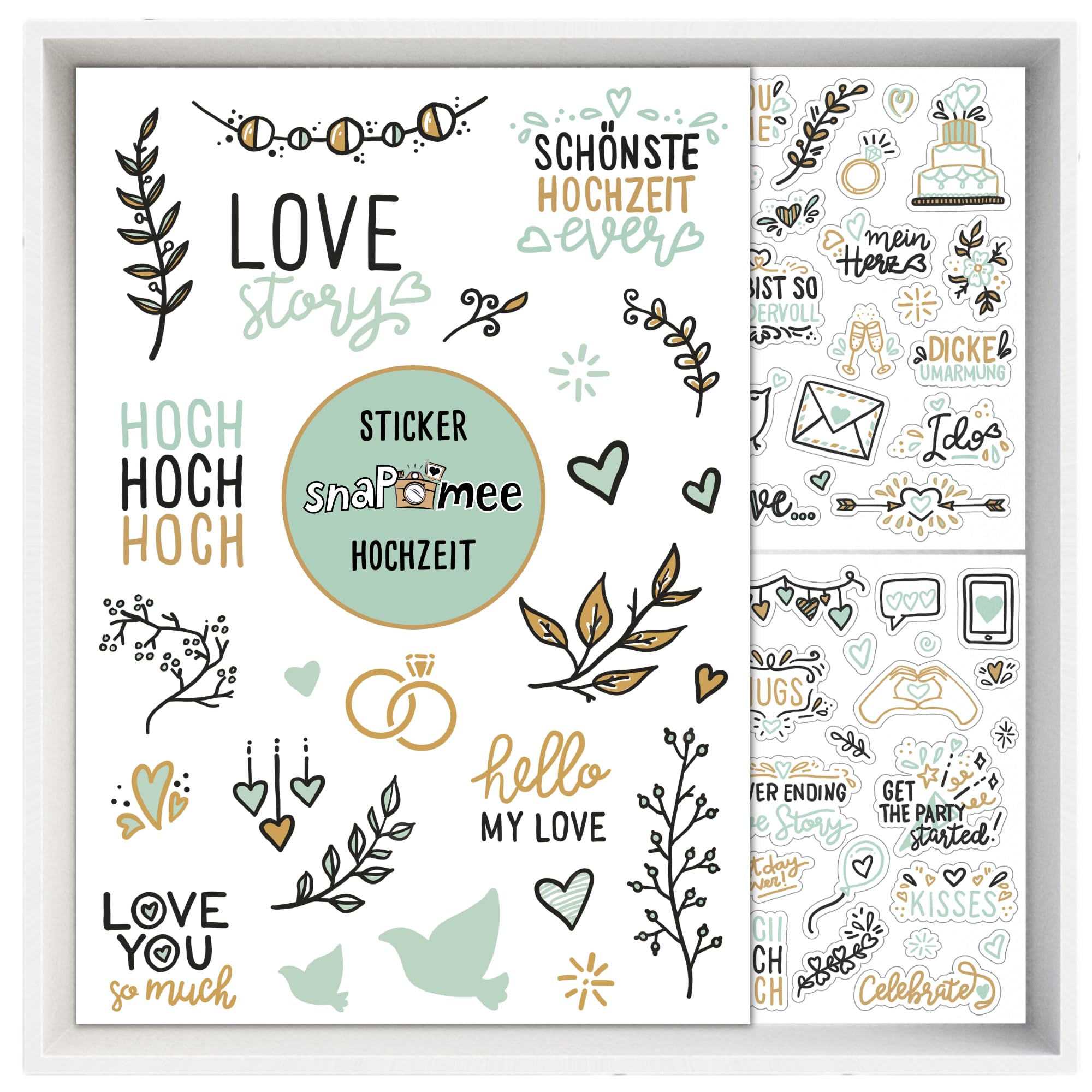 SnaPmee Wedding Guest Book Stickers, Transparent Decorative Stickers, Wedding Stickers with 133 Designs, Photo Album, Scrapbook, Bullet Journal (Eucalyptus)