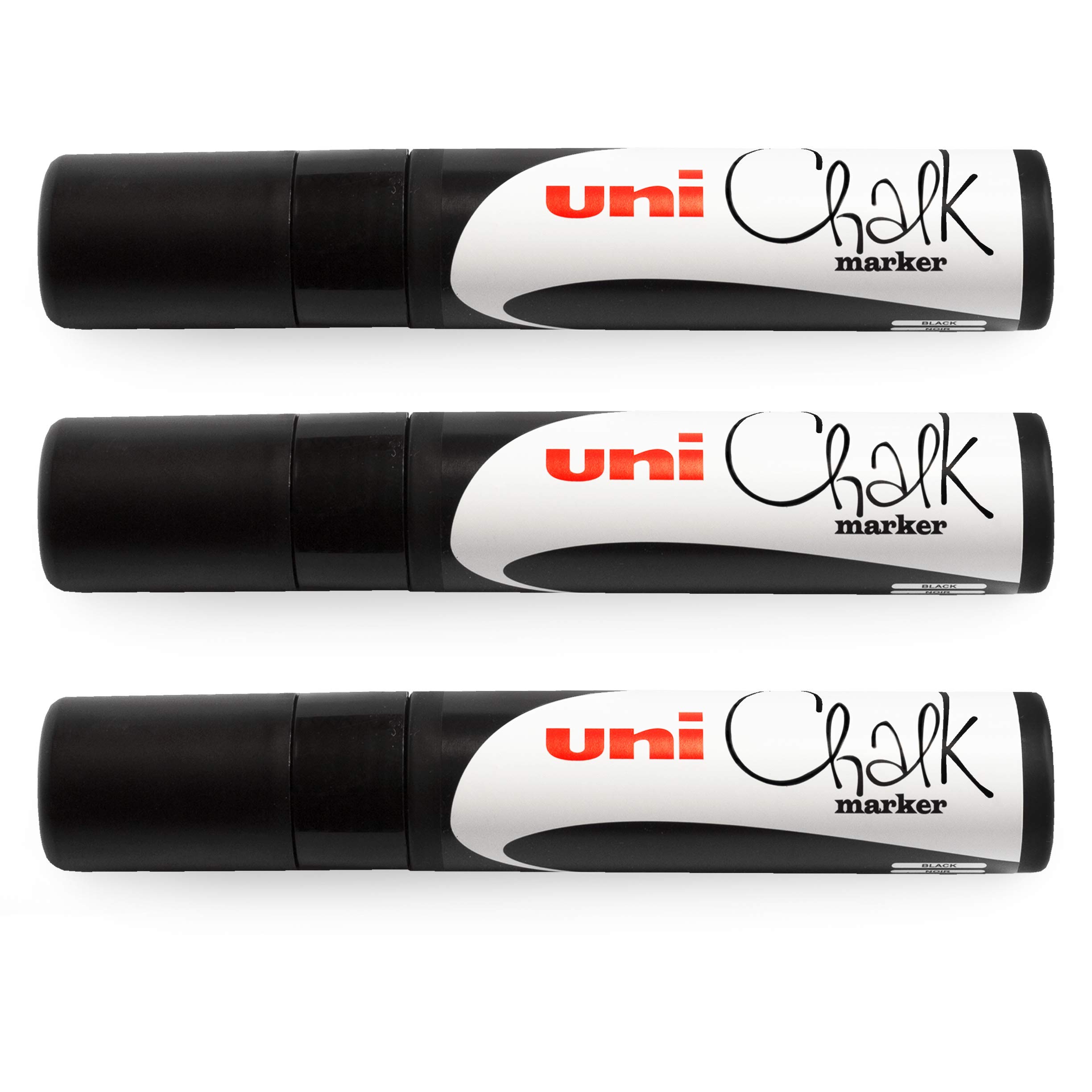 uni-ball PWE-17K Chalk Marker - Chisel Nib - 15mm - Black - Pack of 3