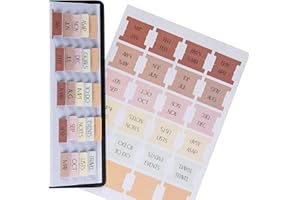 DiverseBee Laminated Planner Monthly Tabs, 24 Peel and Stick Tabs for Notebooks (12 Month Tabs and 4 Blank Tabs), Calendar Monthly Tab Stickers for Planners, Monthly Dividers (Peony)