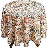 bilin gaier Designer Linen Small Round Tablecloth,Vintage William Morris Floral Table Cloth with Colorful Pattern,Decor Table Cover for Kitchen,Dining,Thanksgiving,Diameter 55"-Flowershadow a