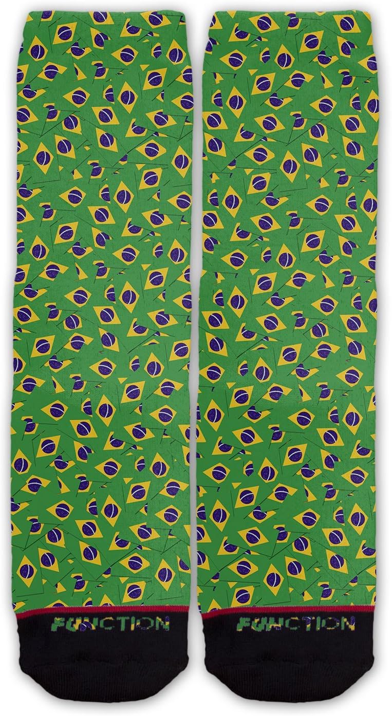 Function SocksFunction - Brazilian Flag Repeating Pattern Fashion Socks