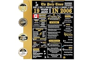 19th Birthday Cards, 19th Black Gold Birthday Decorations, Best 19 year old Birthday Gifts for Her Him, Happy Birthday Cards 