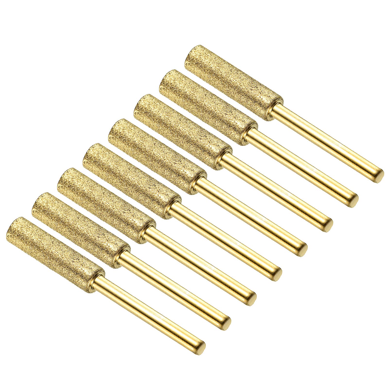 M METERXITY 8 Pack Diamond Chainsaw Sharpener - Hardness Diamond Sharpening Wheels Grinding Stone Titanium Plating Apply to Electric Saw (7/32", Golden)