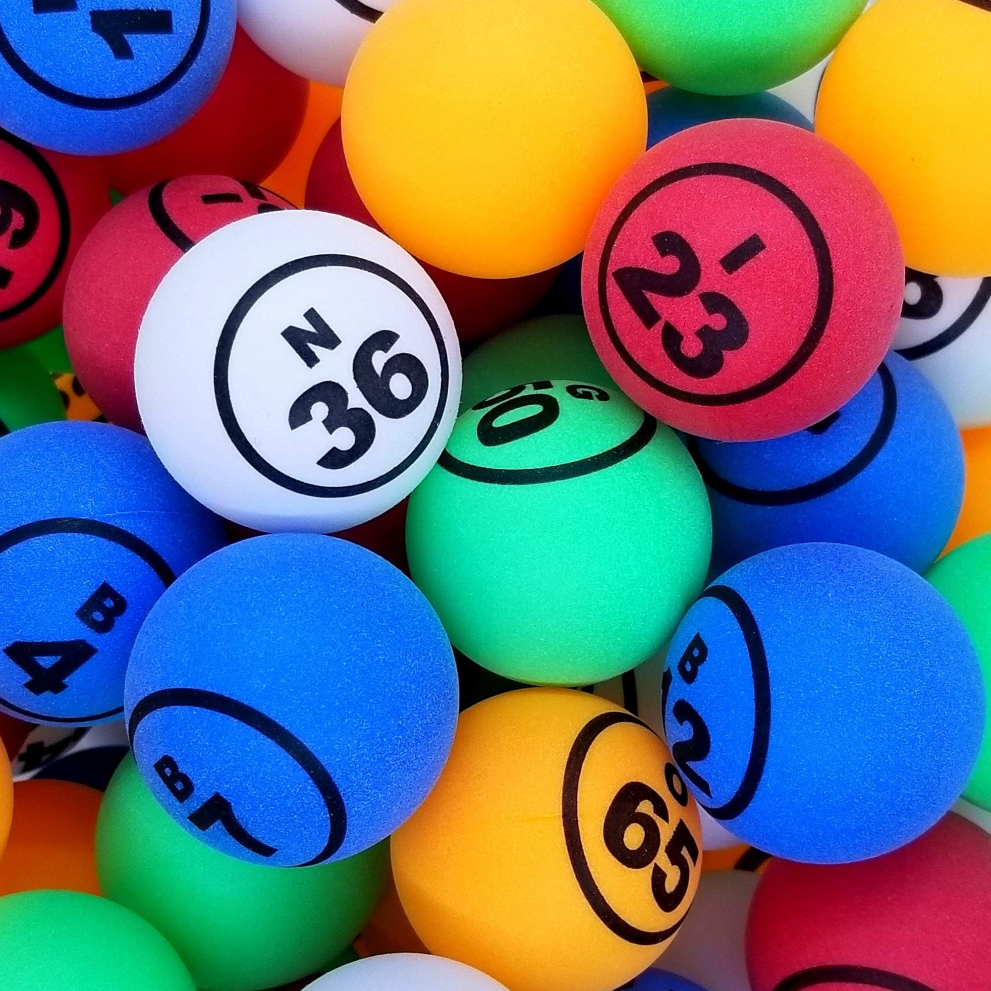 MR CHIPS Numbered Bingo Balls Replacement 1.5 Inch - Multicolored Single and Double Numbered Bingo Ping Pong Balls for Bingo Cage Only