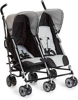 Hauck Turbo Duo Geschwister- und Zwillingskinderwagen bis 36 kg, für Babys und Kleinkinder ab Geburt, nebeneinander, schmal, leicht, schwarz grau