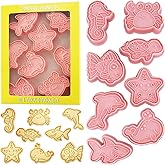 Ocean Creature Cookie Cutters with Cookie Stamps 8 Pcs Sea Animals Cutter for Fondant and Cookies (Ocean Creature)