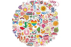 RINOLY 100 PCS Water Bottle Stickers for Kids, Cute Sticker for Girls,Waterproof Vinyl Kawaii Stickers for Water Bottles,Skateboard,Laptop,Girls Boys Classroom Prizes
