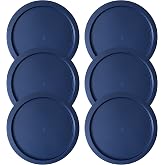 Replacement Lids fits Pyrex 2-Cup Glass Food Storage Container Bowls, 5-Inch Plastic Round Lids Covers for Pyrex 7200-PC, Airtight &amp; Leakproof (6-Pack, Blue)