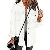 luvamia Denim Jacket for Women Oversized Button Down Casual Jean Shacket Jackets Long Sleeve Frayed Hem Western Trendy