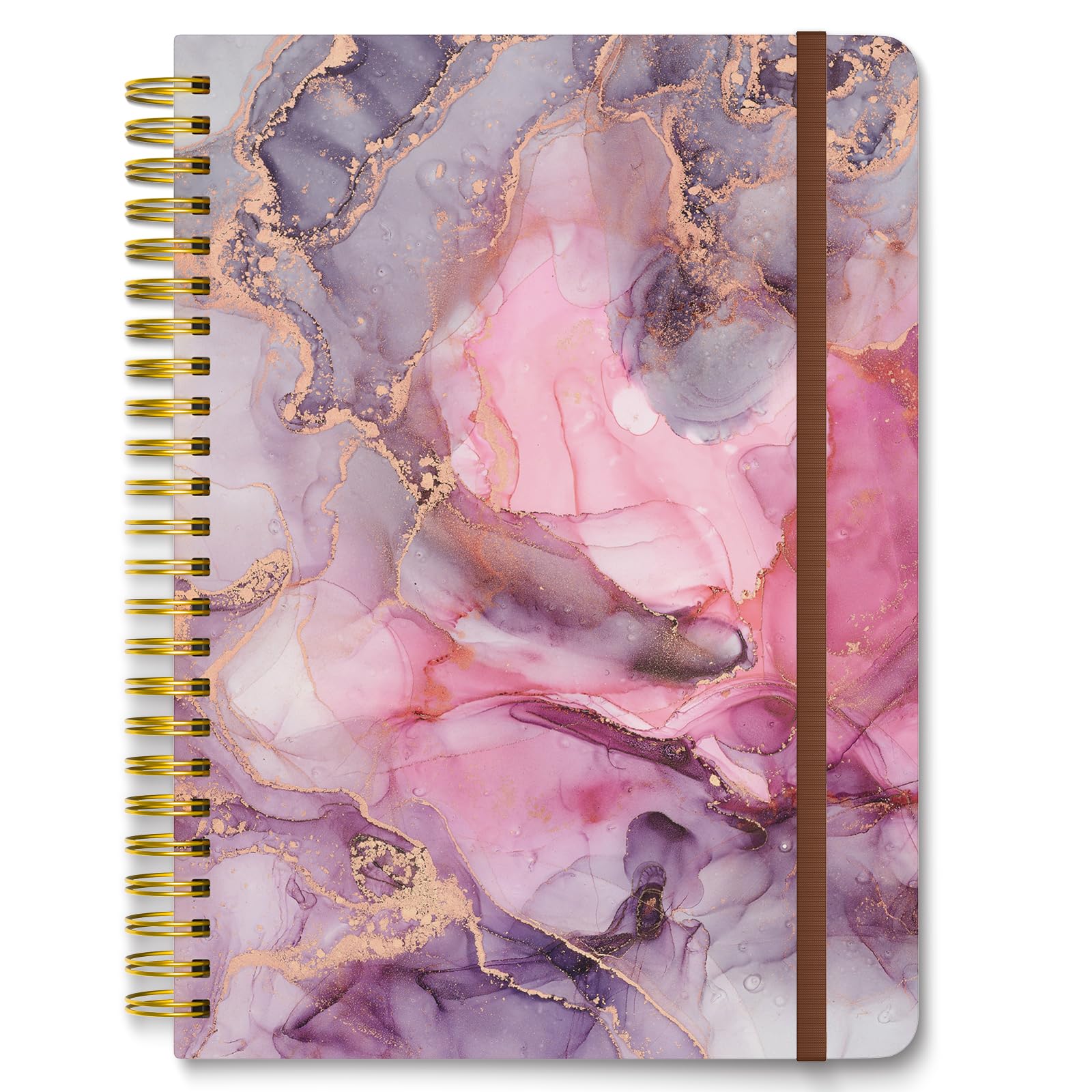 Hnogri Spiral Journal Notebook, Hardcover Lined Journal for Women, Medium 6 x 8.4 in, 160 Pages Thick Paper, Cute A5 College Ruled Notebooks for Journaling Writing Work Office School, Red Marble