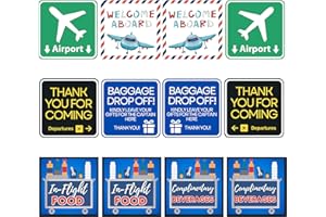 Airplane Party Signs and Cutouts 8" x 8" (12 Pieces) - Airplane Birthday Party Supplies, Airplane Party Decorations, Airplane Theme Party, Flight Aviation Party, Blue Orchards