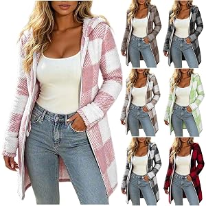 Womens Fleece Jacket with Pockets Long Sherpa Hoodie Fuzzy Warm Teddy Coat