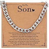 WJIAAA Men's Cuban Chain Necklace, Silver Cuban Chain Jewelry Gifts for Dad Son Husband Boyfriend, Birthday Christmas Graduation Present To My Son Necklace