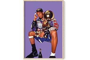 HAUS AND HUES Kobe Bryant Wall Art Kobe Art - Kobe Wall Art, Kobe Bryant Posters, Black Mamba Poster, Kobe Bryant Memorabilia, Basketball Poster Athlete with Trophy (Framed Beige, 24x36)