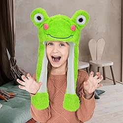Bubblepompom Frog Hat with Ears Moving Jumping Pop