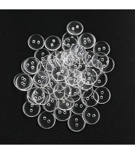 Favorite Findings Bottoni Creativi In Plastica, Bianco/Trasparenti, 10-15 Mm (40g) - Per Cucito E Decorazioni Fai Da Te - 6