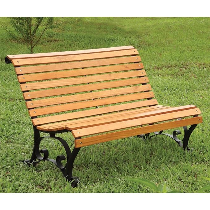 Sullian Curved Natural Oak Armless Outdoor Bench Multicolor IDF