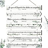 Burbell bible verses wall decor in Spanish Inspirational Christian Wall Art Wooden Christian Scripture Meditation Sign for Home Office Kitchen Bedroom(Greenery)
